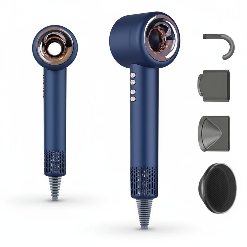 Professioneller Haartrockner mit fortschrittlicher Negativ-Ionen-Technologie für glänzendes und gesundes Haar in Salonqualität. 