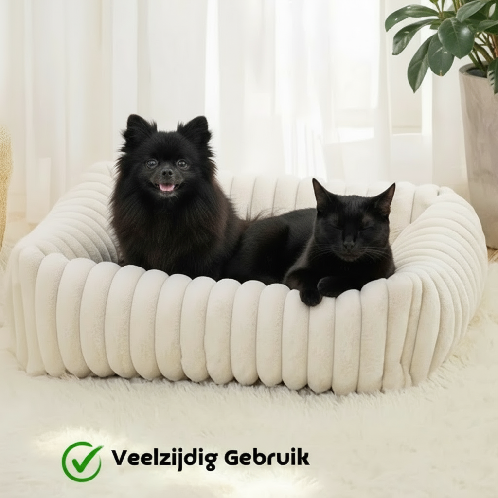 Orthopädisches Nackenrollenbett – Perfekt für Hunde und Katzen.