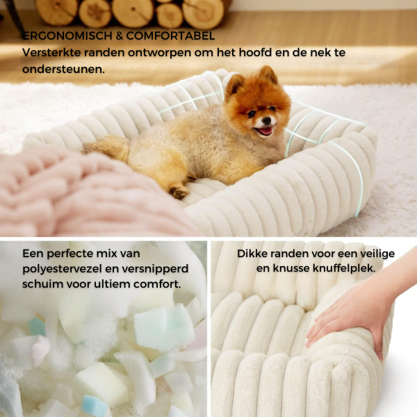 Orthopädisches Nackenrollenbett – Perfekt für Hunde und Katzen.