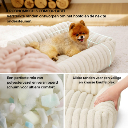 Orthopädisches Nackenrollenbett – Perfekt für Hunde und Katzen.