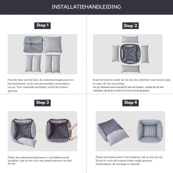 Orthopädisches Nackenrollenbett – Perfekt für Hunde und Katzen.