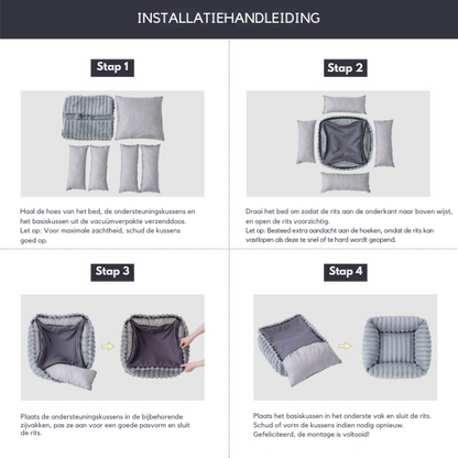 Orthopädisches Nackenrollenbett – Perfekt für Hunde und Katzen.